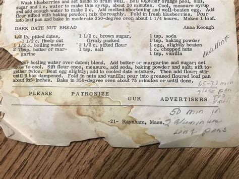 Vintage Date Nut Bread Recipe