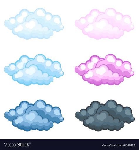 Set of different funny cartoon fluffy clouds Vector Image