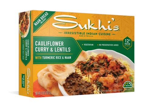 Sukhi S Cauliflower Curry Lentils With Tumeric Rice Naan Frozen