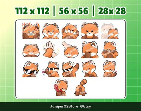 Red Panda Emotes Mega Pack Emotes Red Panda Chibi Cute Emotes