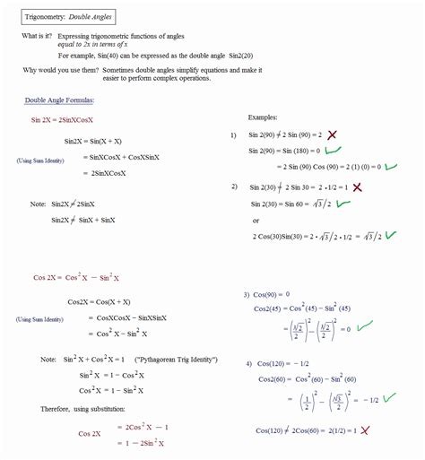 50 Trig Identities Worksheet With Answers