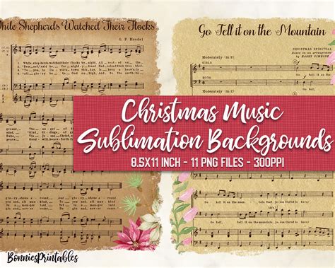 Christmas Music Png Sheet Music Digital Paper Vintage Music