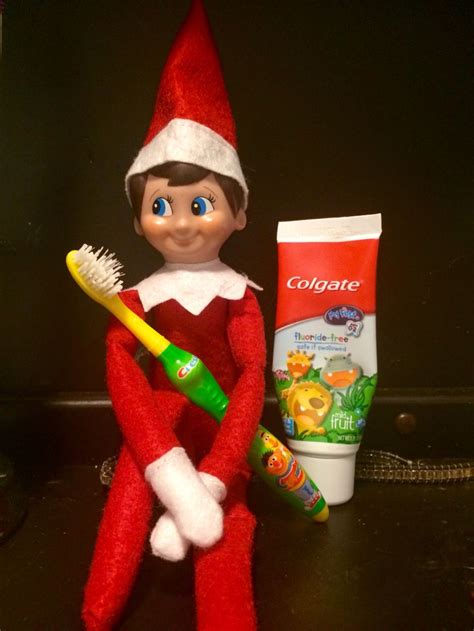 Elf On The Shelf Day 2 Holding A Toothbrush Because My Toddler Loves