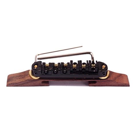 Ultnice Archtop Jazz Guitar Bridge With Gold Roller Saddles Rosewood