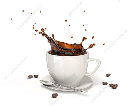 Coffee Splash In A Cup On Saucer Illustration Stock Image F024