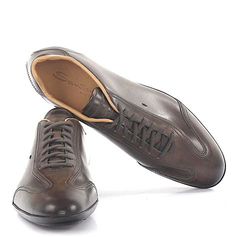 Santoni Sneakers 14398 Leather Brown Finished Santoni Shoes Wingtips