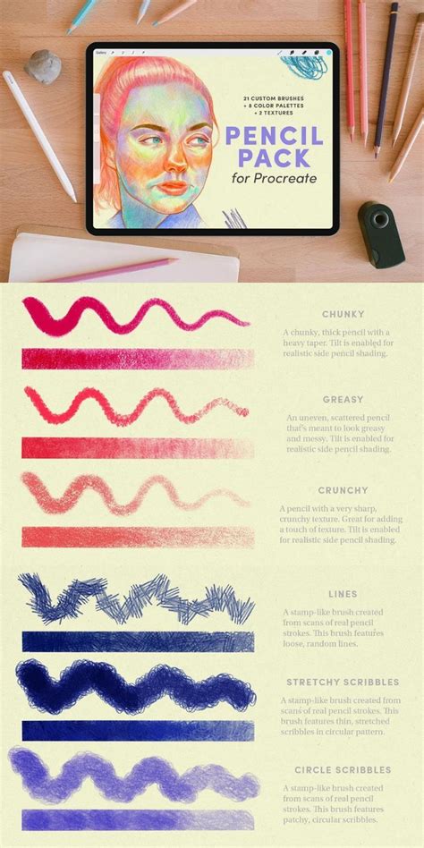 Pencil Pack Procreate Brushes Colored Pencil Set Pencil And Paper