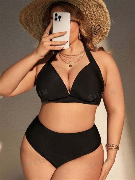 Shein Swim Curve Conjunto De Bikini De Dos Piezas Con Parte Superior