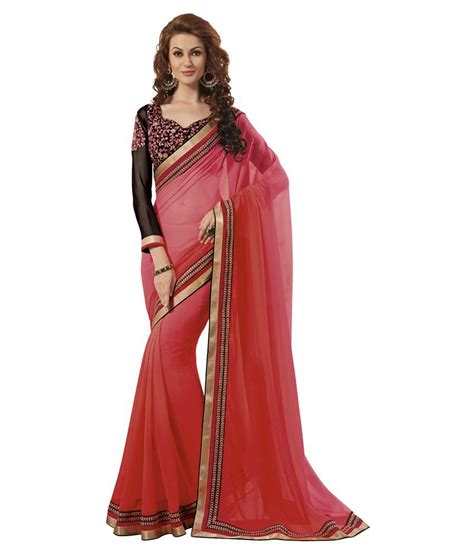 Subhash Sarees Pink Faux Georgette Saree Buy Subhash Sarees Pink Faux