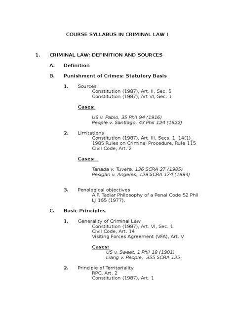 Criminal Law Simple Course Outline Crimes Crime And Justice