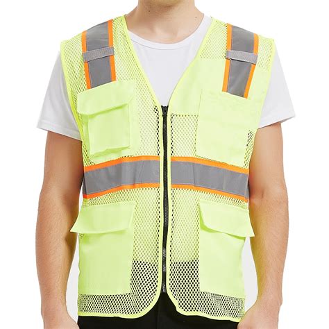 Toptie Us Size Big High Visibility Mesh Safety Vest With Pockets Soft