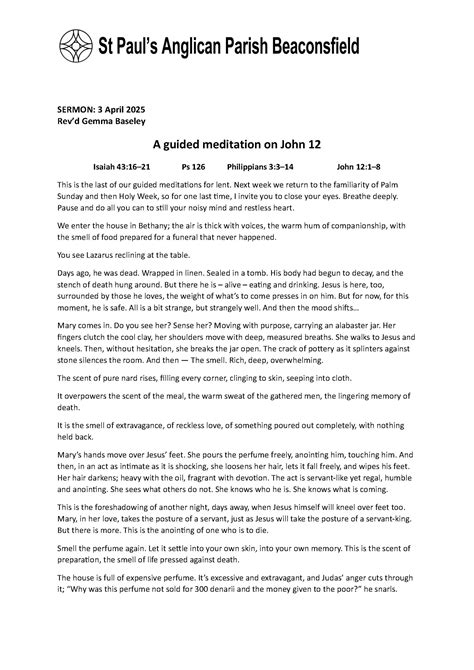 Sermons - 2025 - St Paul's Anglican Church Beaconsfield