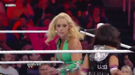 The Bella Twins Vs Michelle McCool Layla WWE RAW October 4th 2010