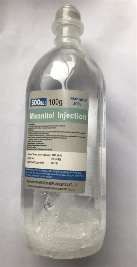 Le Mannitol 20 500ml Dinjection Pour Organiser La Déshydratation Des