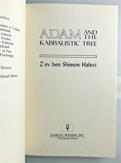 Adam And The Kabbalistic Tree By Zev Ben Shimon Halevi Pb Ebay