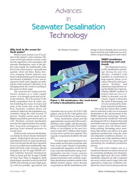 Advances In Seawater Desalination Technology Aquaenergy Expo