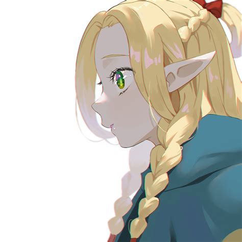 Safebooru 1girl Blonde Hair Blue Robe Dungeon Meshi Elf From Side Green Eyes Long Hair