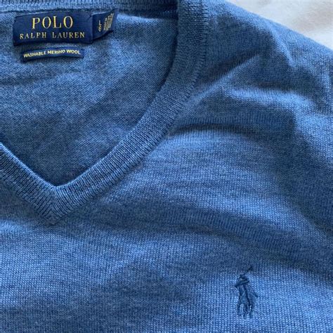 Blue Ralph Lauren V Neck Jumper Excellent Depop