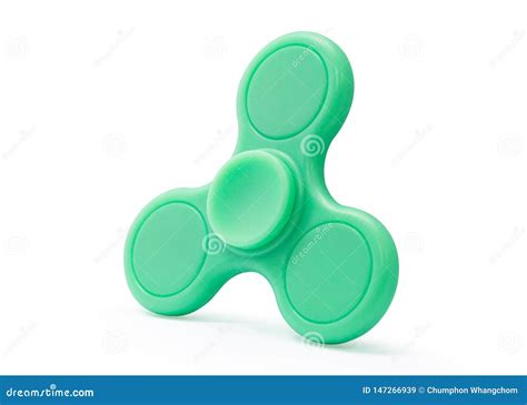 Green Fidget Spinner Isolated On White Background Stress Relieving Toy