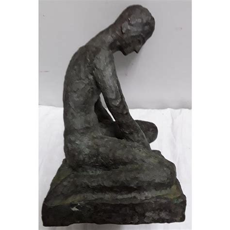 Crouching Male Nude Sculpture By Gustav Hagemann 1933