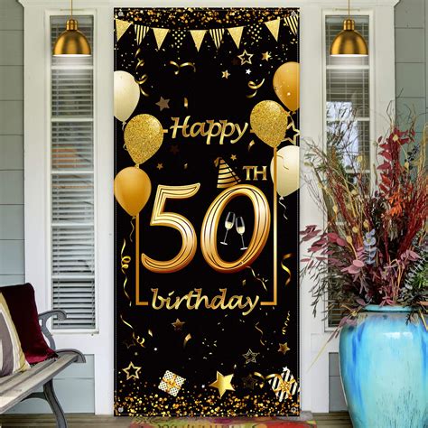 Buy Happy 50th Birthday Party Decorations Durable Fabric Made Black