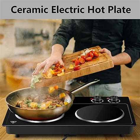 CUSIMAX Double Burner W Electric Hot Plate Ceramic Infrared Cooktop With Dual Control