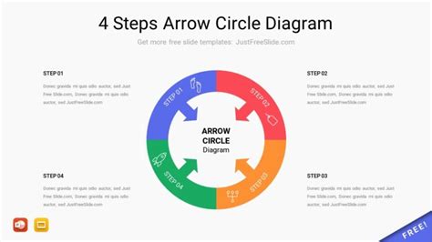 Four Step Circle Arrow Diagram Template Free Download Just Free Slide