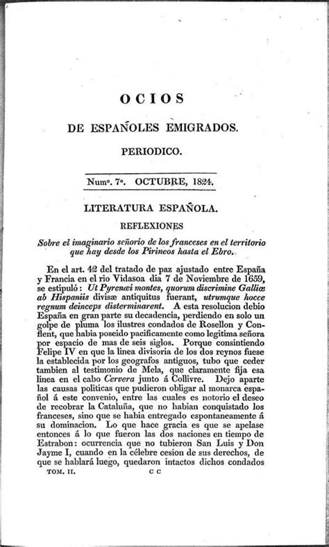 Ocios de españoles emigrados periódico mensual Tomo II núm 7