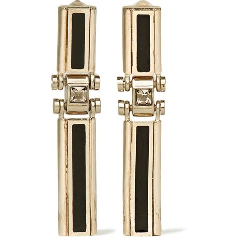 Lanvin Gold Tone Swarovski Crystal And Resin Clip Earrings