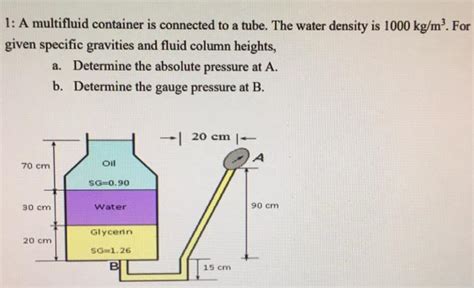 Solved A Multifluid Container Is Connected To A Tube The Chegg