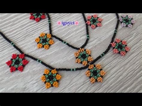 Çiçekli Kolye halhal küpe Yapımı collar de flores con cuentas de