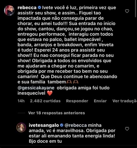 Rebecca se declara para Ivete Sangalo após encontro na Farofa da Gkay