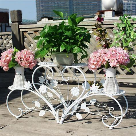 Pots Wrought Iron Rustproof Plant Stand Shelf Elegant Art Flower