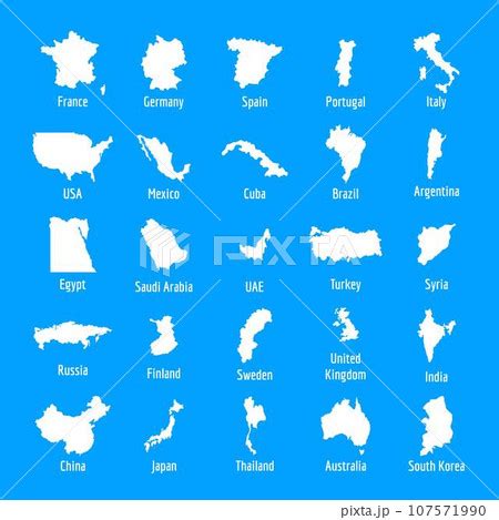 Country map icon set Simple illustration of 25 のイラスト素材 107571990