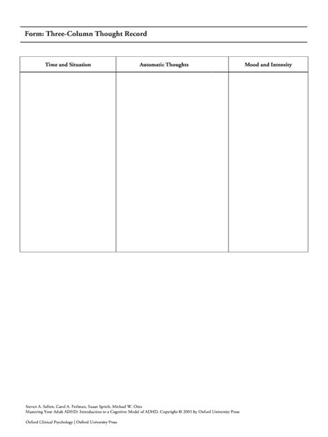 3 Column Thought Record Pdf Fill Online Printable Fillable Blank