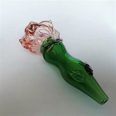 Rose Design Herb Tobacco Pipe Glass Smoking Pipe Hand Pipe Flower Spoon