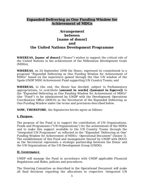 Agreement Multi Partner Trust Fund Office Mptf Undp Doc Template