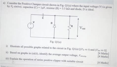 Solved A Consider The Positive Clamper Circuit Shown In Chegg