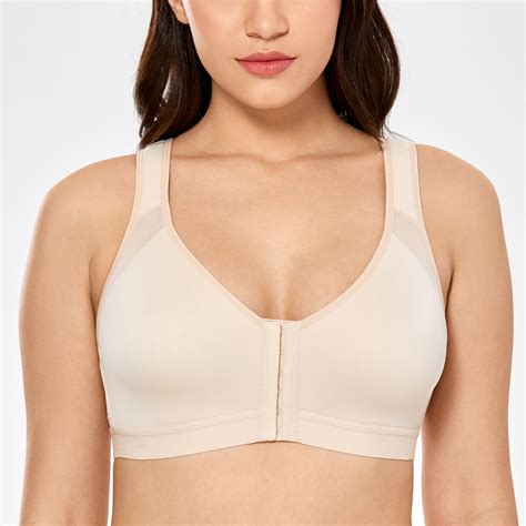 Delimira Womens Full Coverage Front Closure Bra Wire Free Back Support