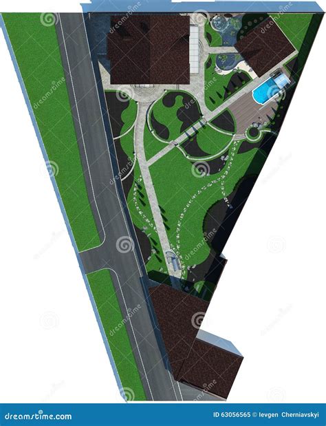 Cut Out Master Plan Landscaping 3d Render Stock Illustration