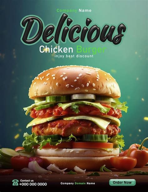 Premium Psd Delicious Burger Poster Template Fast Food Social Media