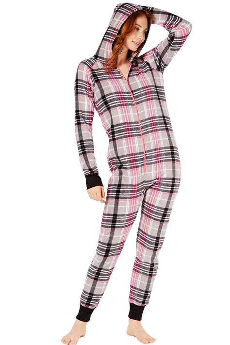 Jenni Soft Hooded One Piece Pajama in Grey Plaid – CheapUndies