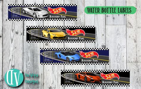 Personalized Bottle Labels Hot Wheels Bottle Label Water Etsy