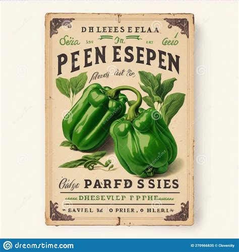 Vintage Bell Pepper Seed Packet Stock Illustration Illustration Of
