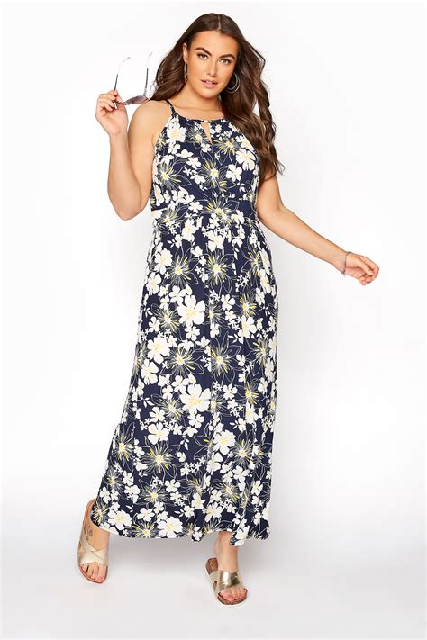 Blue Floral Keyhole Maxi Dress Yours Clothing