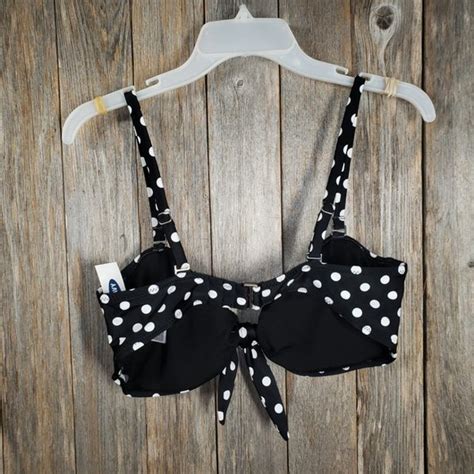 Old Navy Swim New Old Navy Black White Dot Knotted Bikini Top