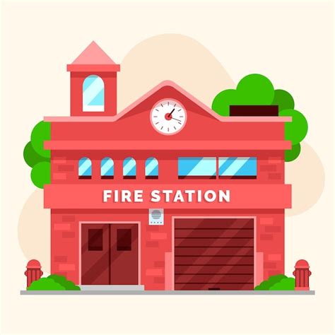 Free Vector Flat Design Fire Station Department Illustration