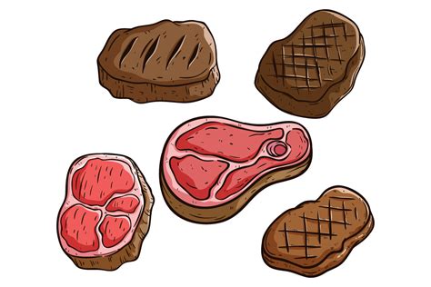 Set Of Hand Draw Steak Graphic By PadmaSanjaya Creative Fabrica