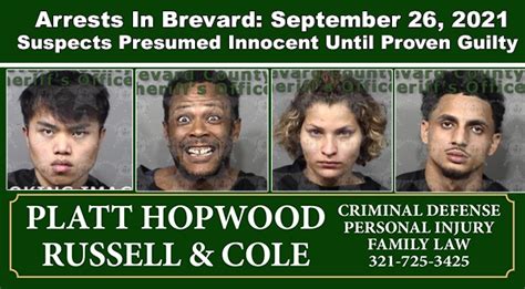 Arrests In Brevard County September 26 2021 Suspects Presumed Innocent Until Proven Guilty