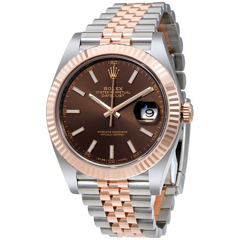 Rolex Datejust Chocolate Dial Steel And 18K Everose Gold Jubilee Men S